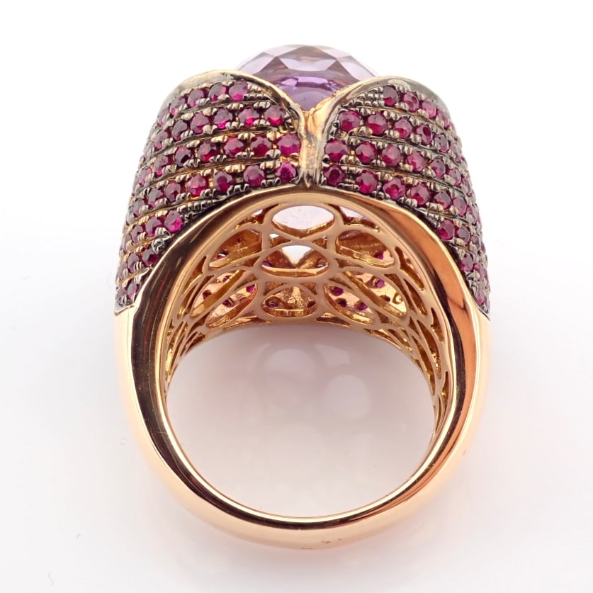 Natural Diamond 18K Rose/Pink Gold Ring - 6