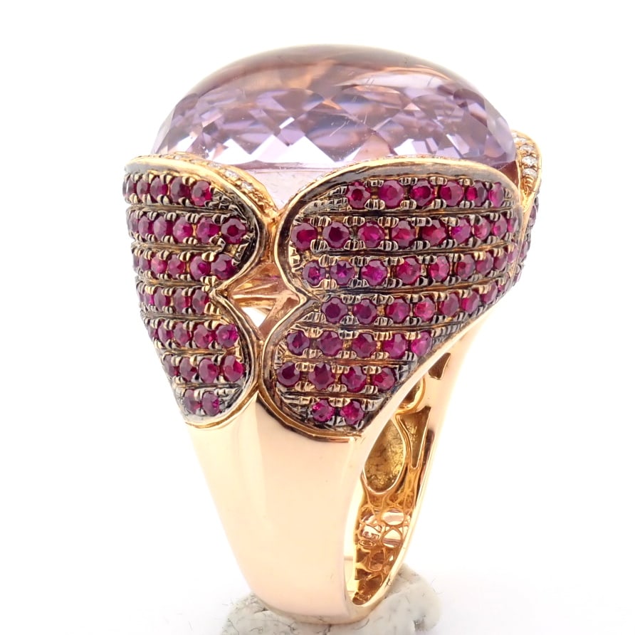 Natural Diamond 18K Rose/Pink Gold Ring - 8