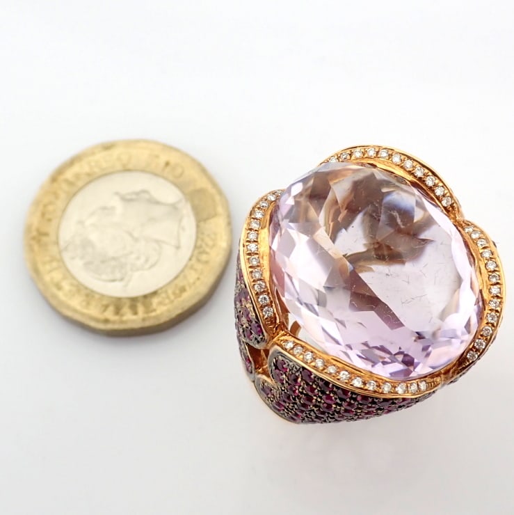 Natural Diamond 18K Rose/Pink Gold Ring - 9