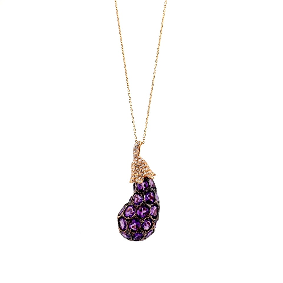 Natural Diamond 18K Rose/Pink Gold Necklace - 10