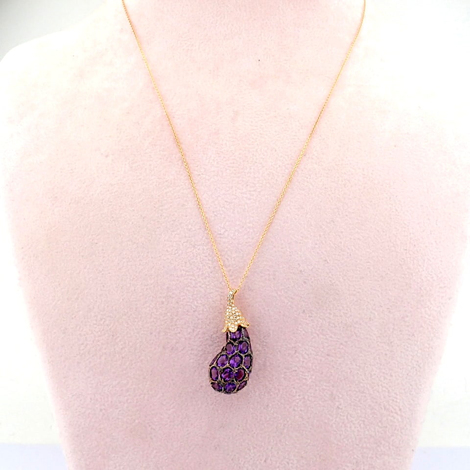 Natural Diamond 18K Rose/Pink Gold Necklace - 2