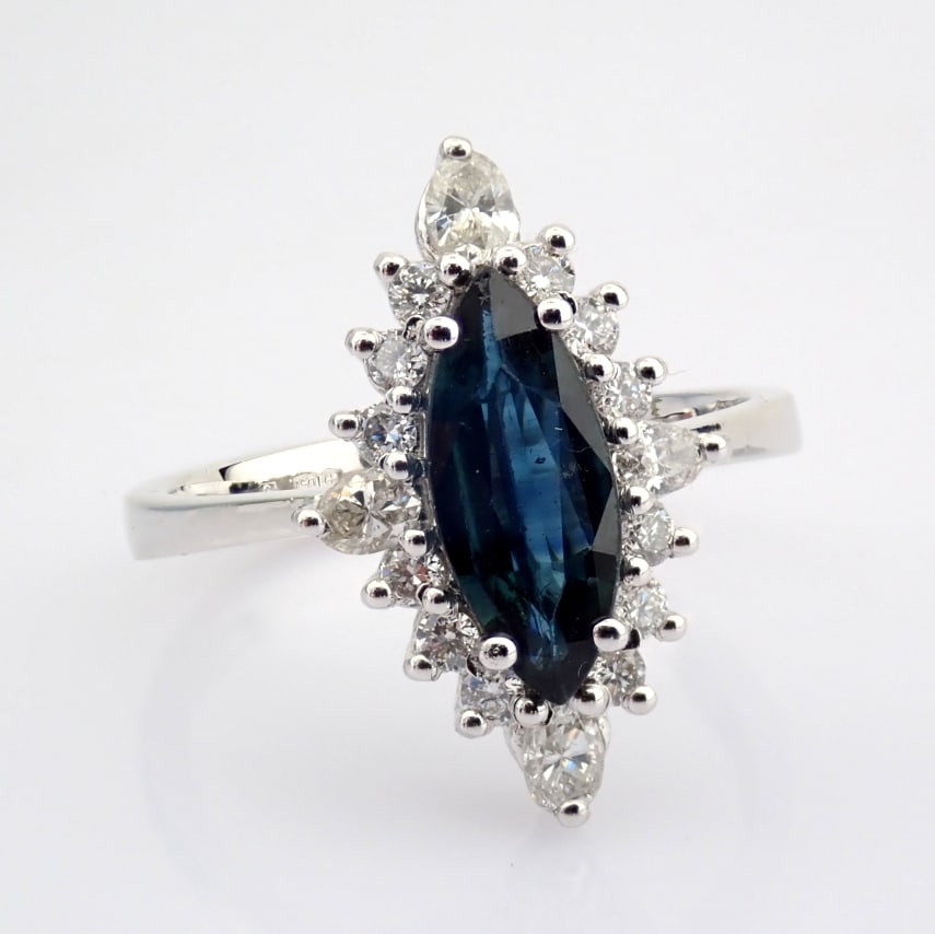 Natural Diamond 18K White Gold Ring - 6
