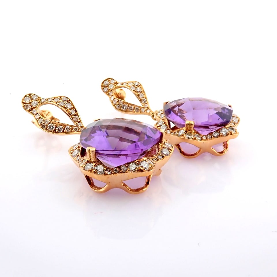 Natural Diamond 18K Rose/Pink Gold Earring - 2