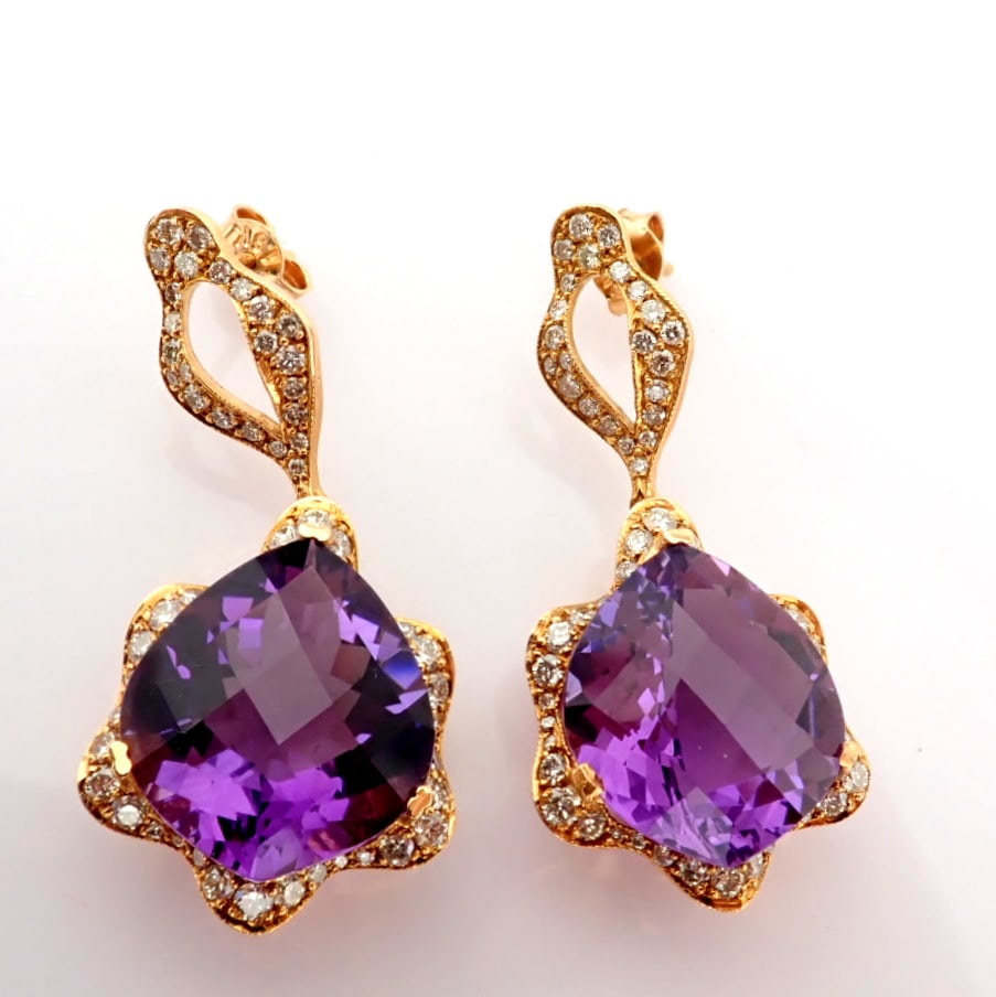 Natural Diamond 18K Rose/Pink Gold Earring - 3