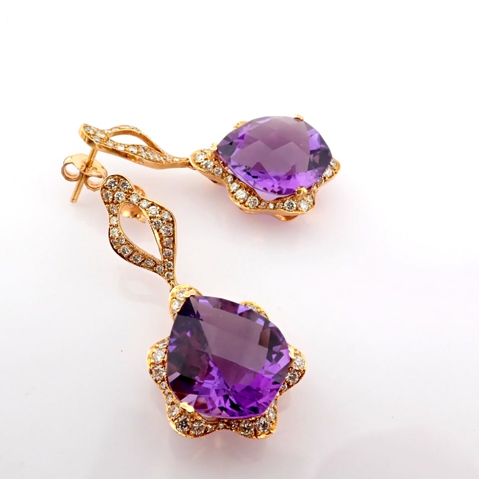 Natural Diamond 18K Rose/Pink Gold Earring - 5