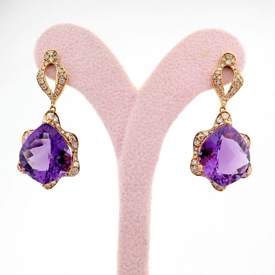 Natural Diamond 18K Rose/Pink Gold Earring - 6