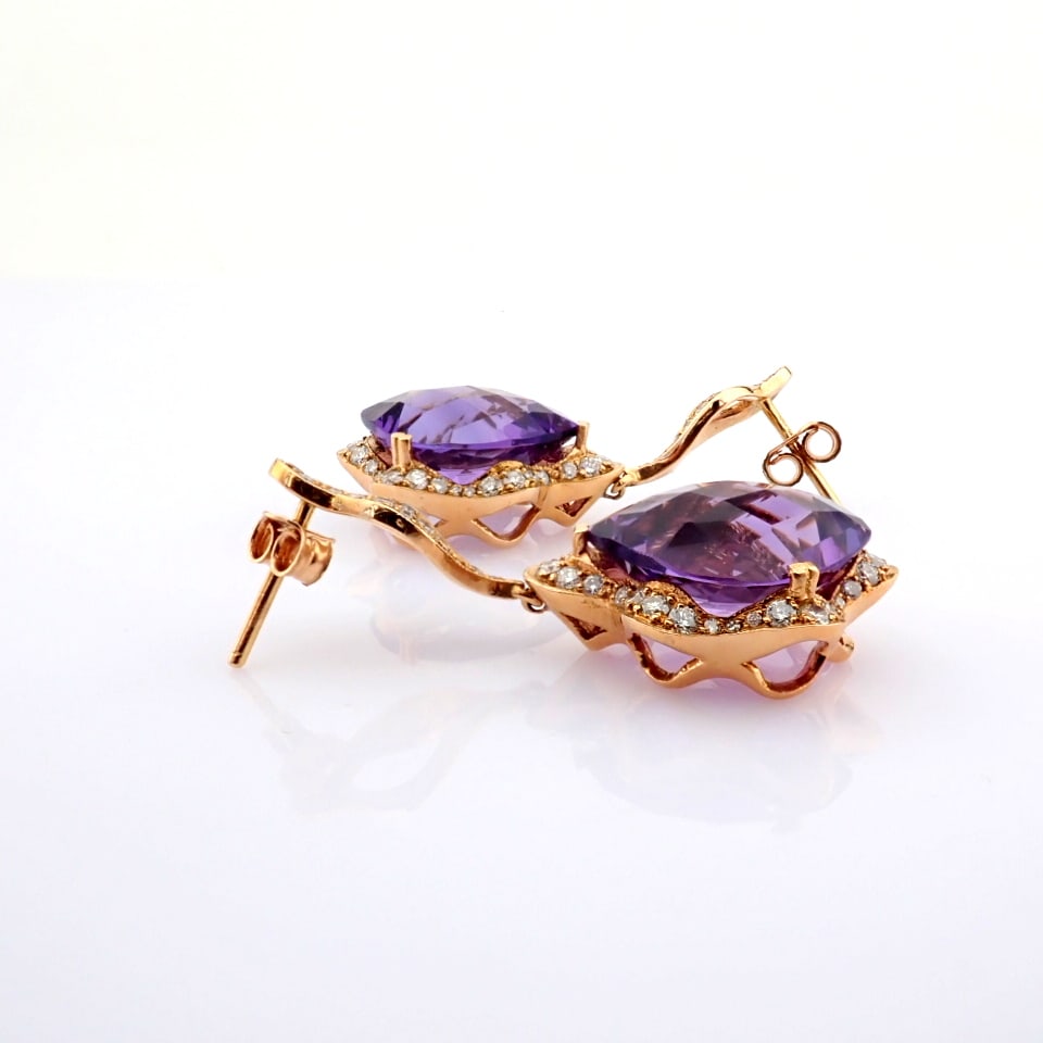 Natural Diamond 18K Rose/Pink Gold Earring - 7