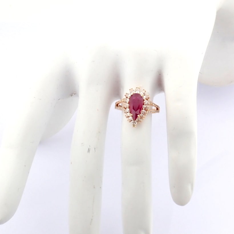 Natural Diamond 18K Rose/Pink Gold Ring - 2
