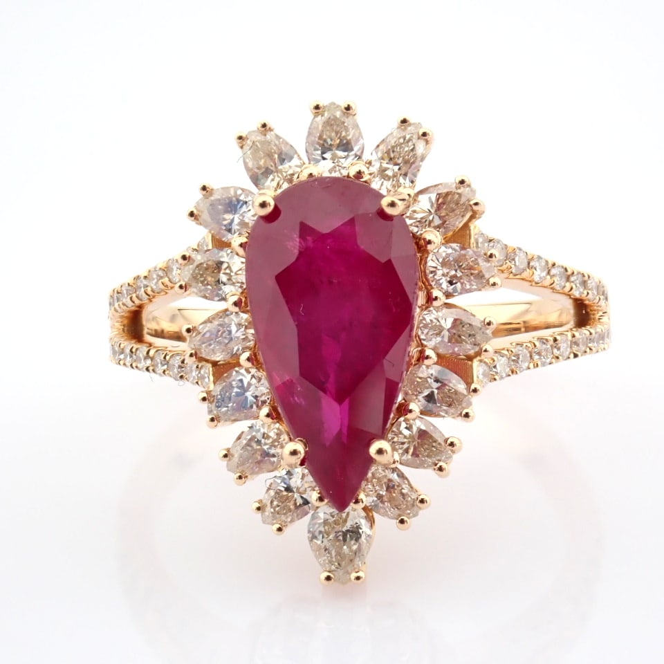 Natural Diamond 18K Rose/Pink Gold Ring - 3