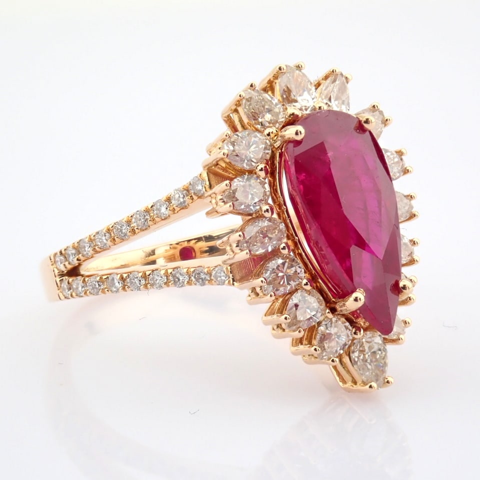 Natural Diamond 18K Rose/Pink Gold Ring - 4