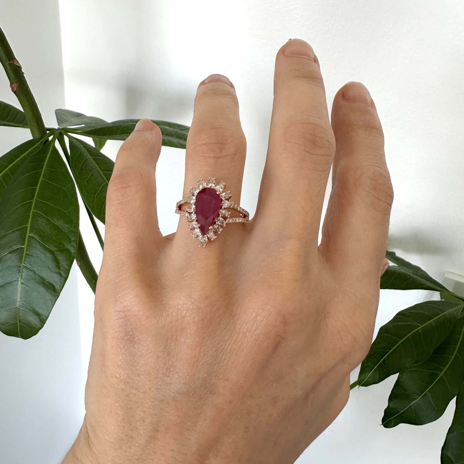 Natural Diamond 18K Rose/Pink Gold Ring - 5