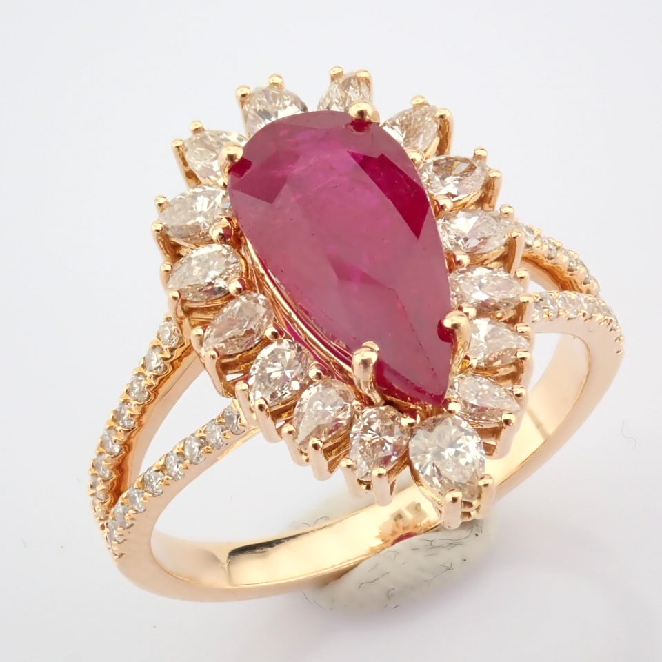 Natural Diamond 18K Rose/Pink Gold Ring - 6