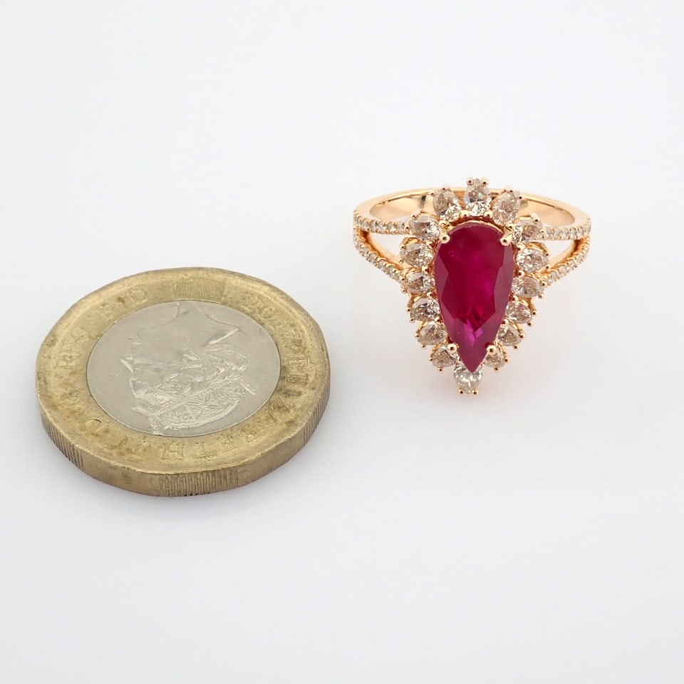 Natural Diamond 18K Rose/Pink Gold Ring - 8