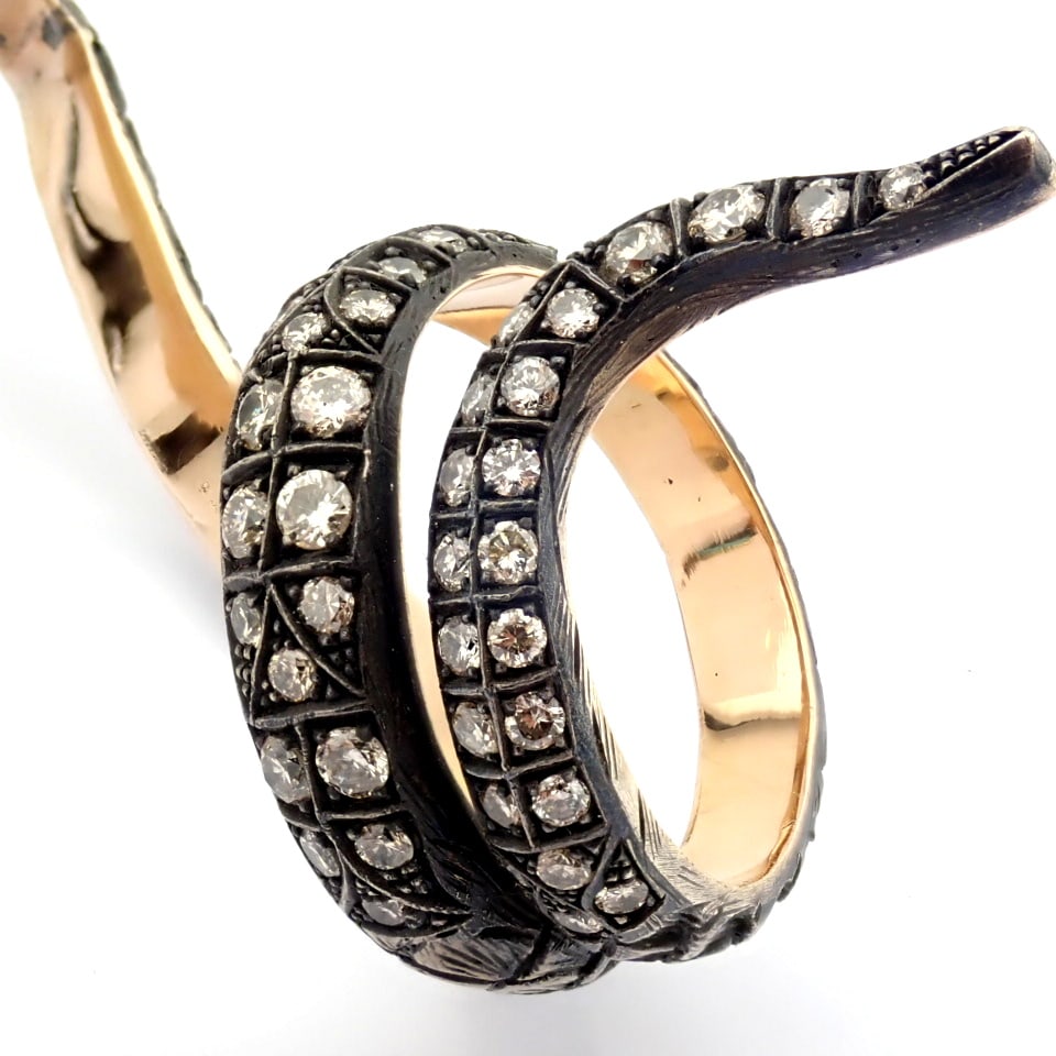 Natural Diamond 18K Yellow Gold Ring - 9