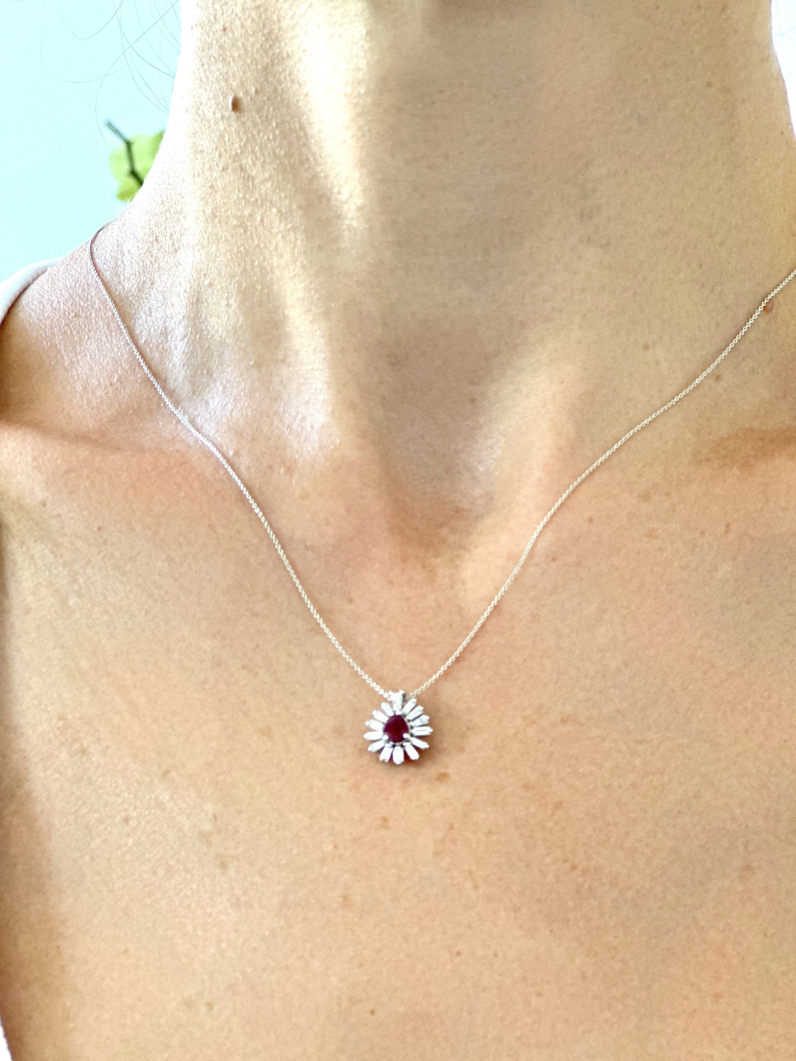 Natural Diamond 18K White Gold Necklace - 3