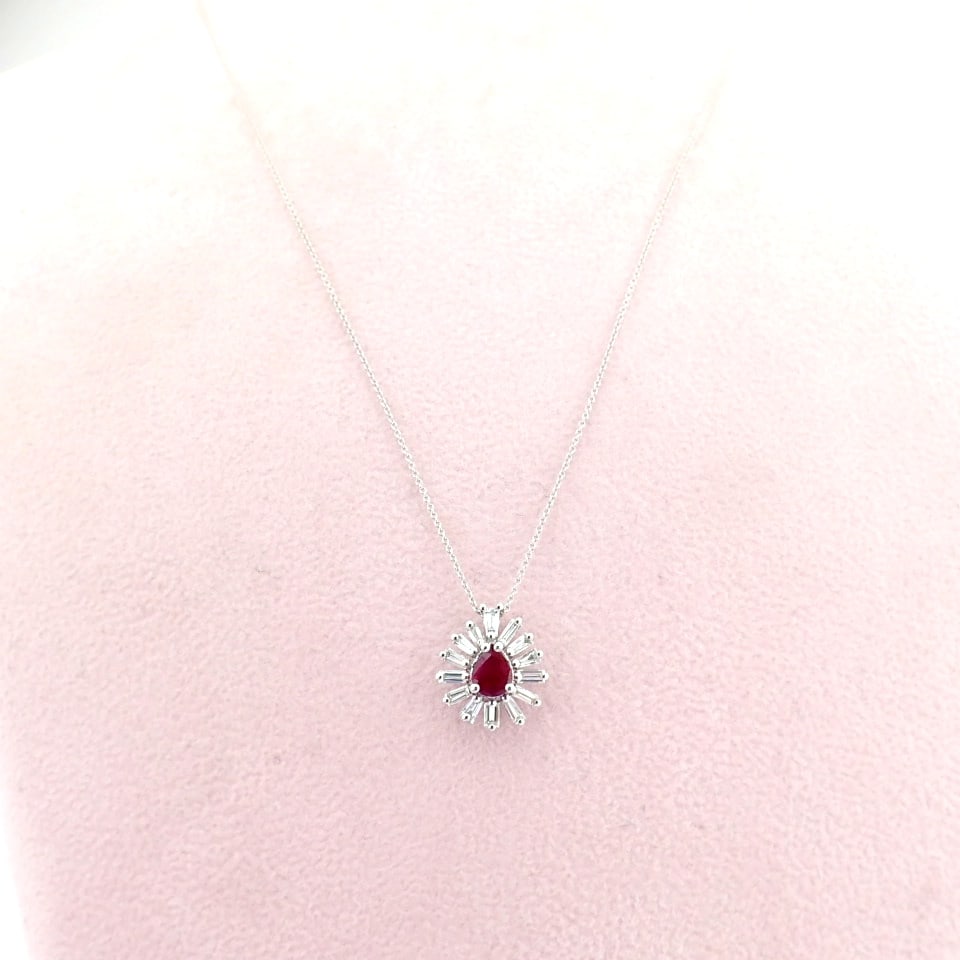 Natural Diamond 18K White Gold Necklace - 7