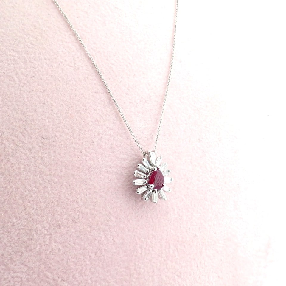 Natural Diamond 18K White Gold Necklace - 8