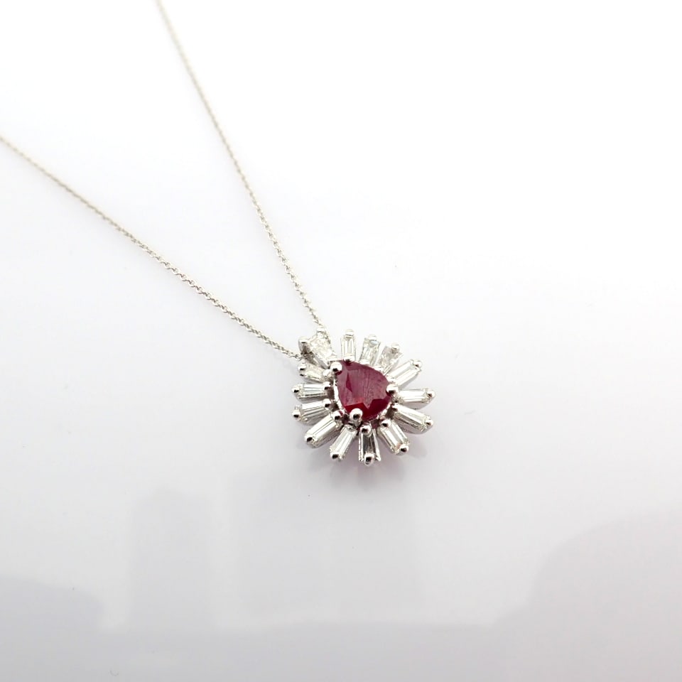 Natural Diamond 18K White Gold Necklace - 9