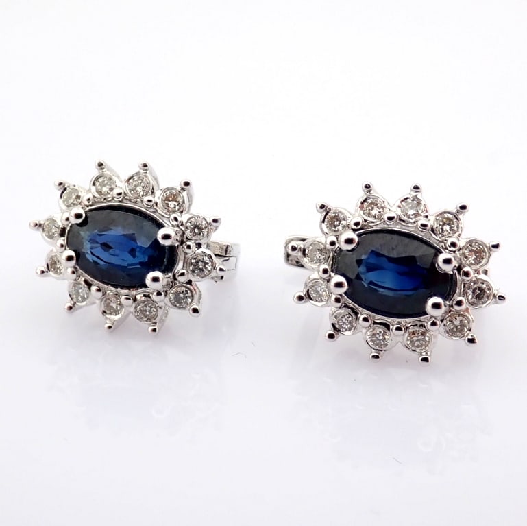 Natural Diamond 18K White Gold Earring - 6