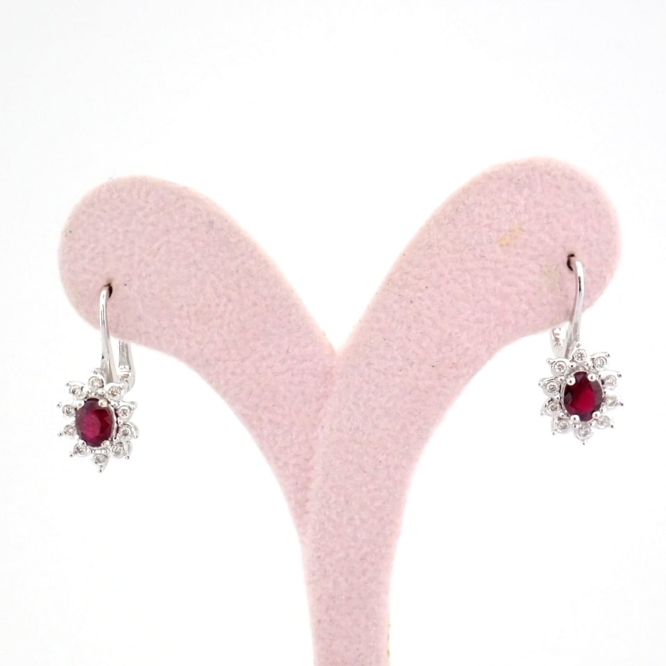 Natural Diamond 18K White Gold Earring - 2