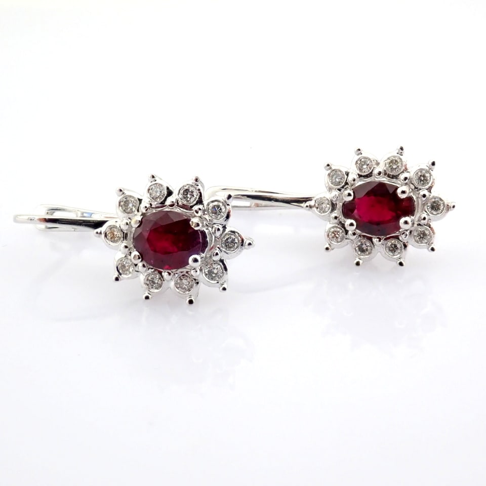 Natural Diamond 18K White Gold Earring - 3