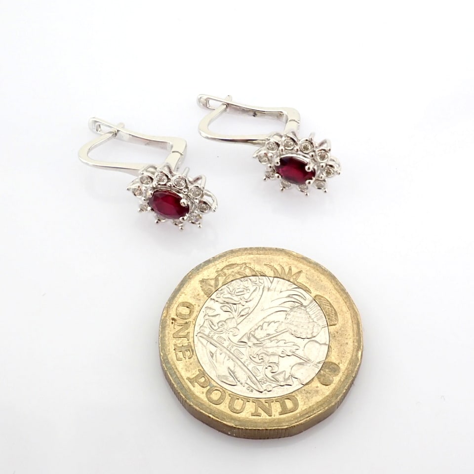Natural Diamond 18K White Gold Earring - 4