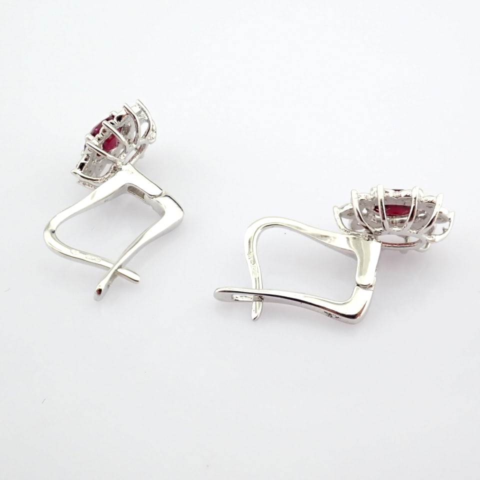 Natural Diamond 18K White Gold Earring - 5