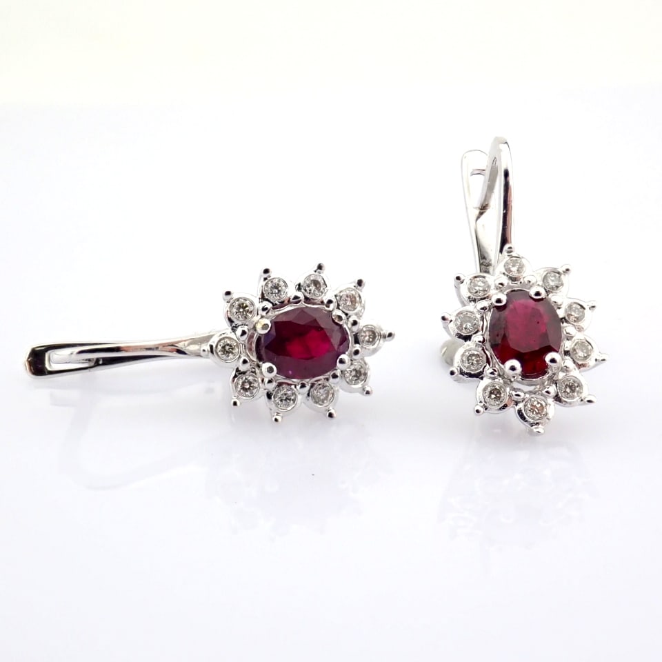 Natural Diamond 18K White Gold Earring - 6