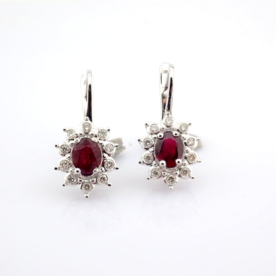 Natural Diamond 18K White Gold Earring - 7