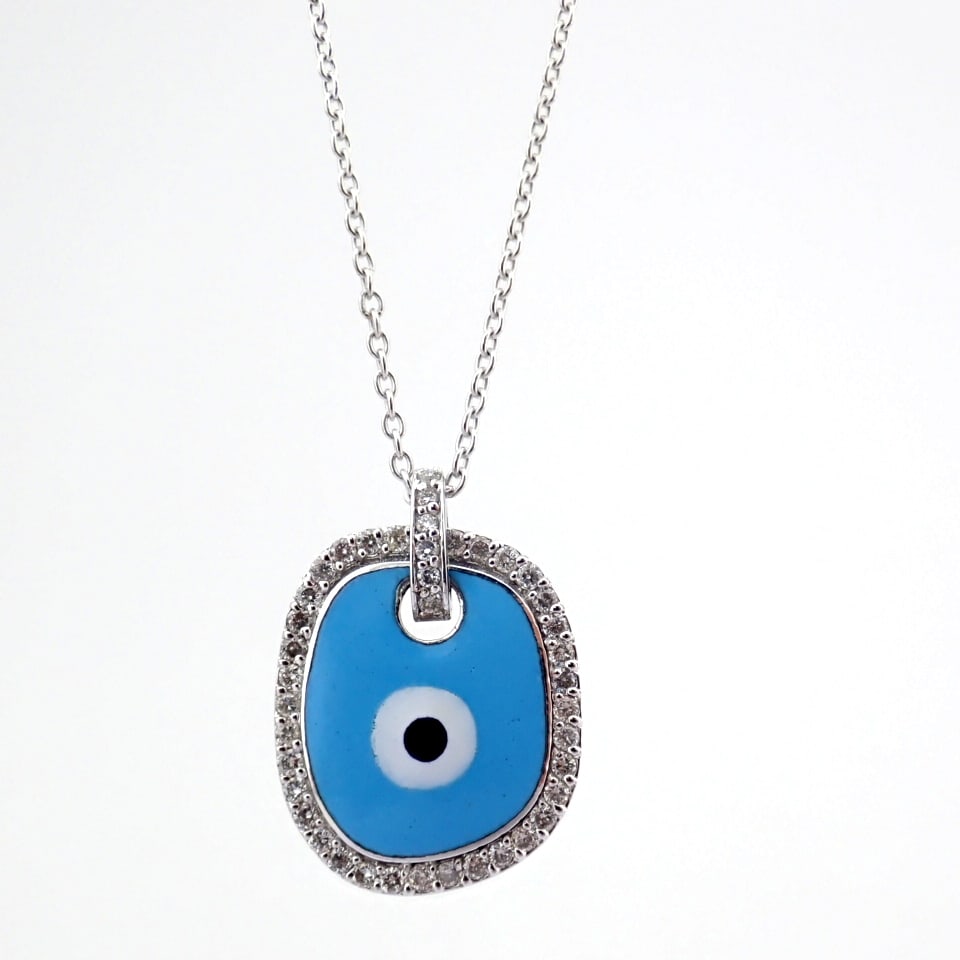 Natural Diamond 18K White Gold Necklace - 6