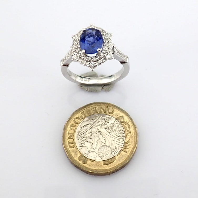 Natural Diamond 18K White Gold Ring - 6