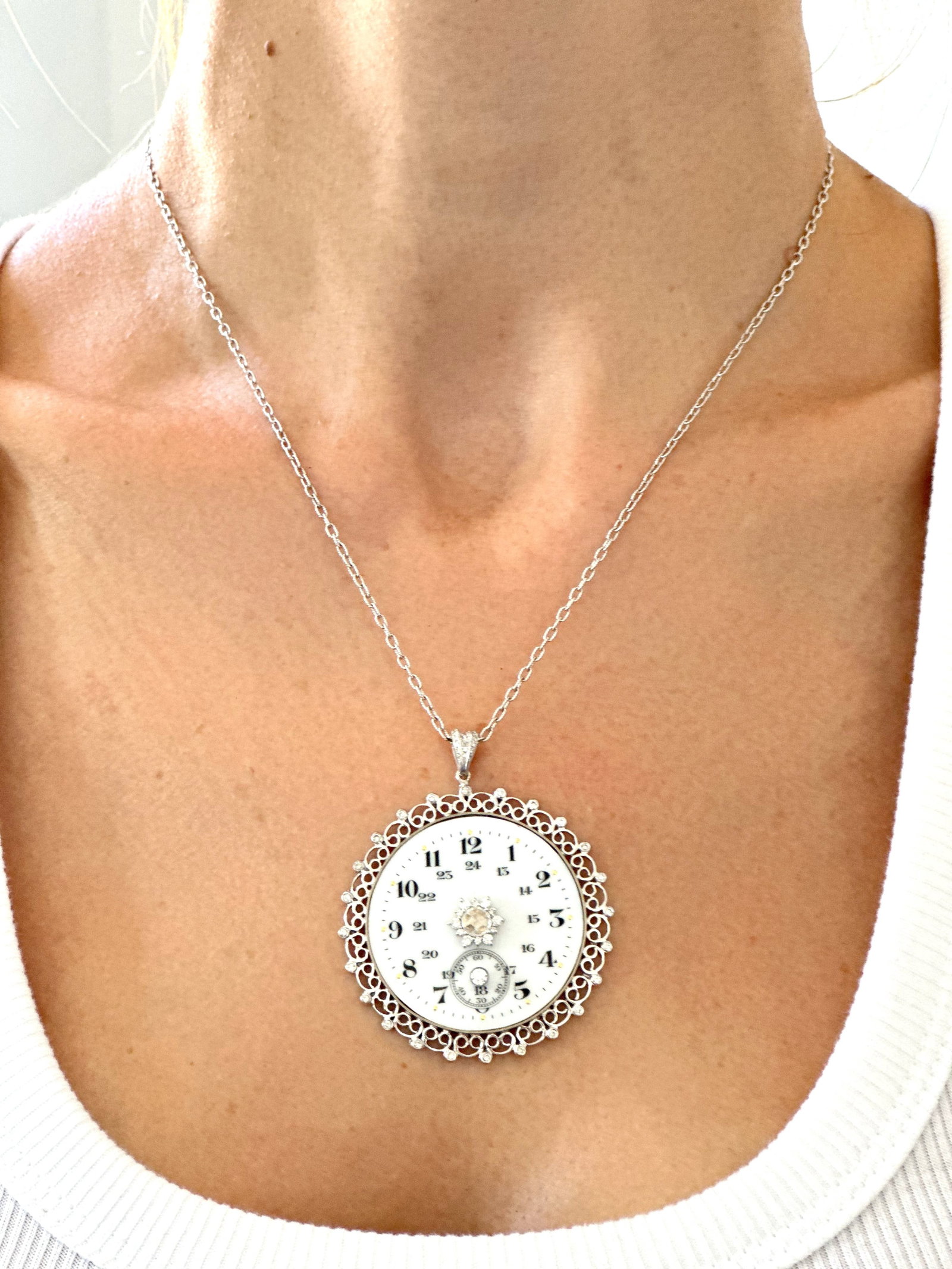 Natural Diamond 14K White Gold Necklace - 3