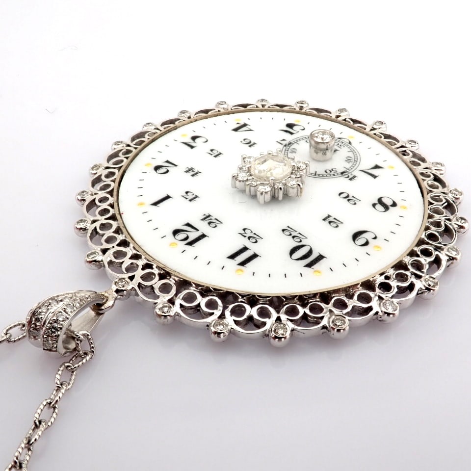 Natural Diamond 14K White Gold Necklace - 4