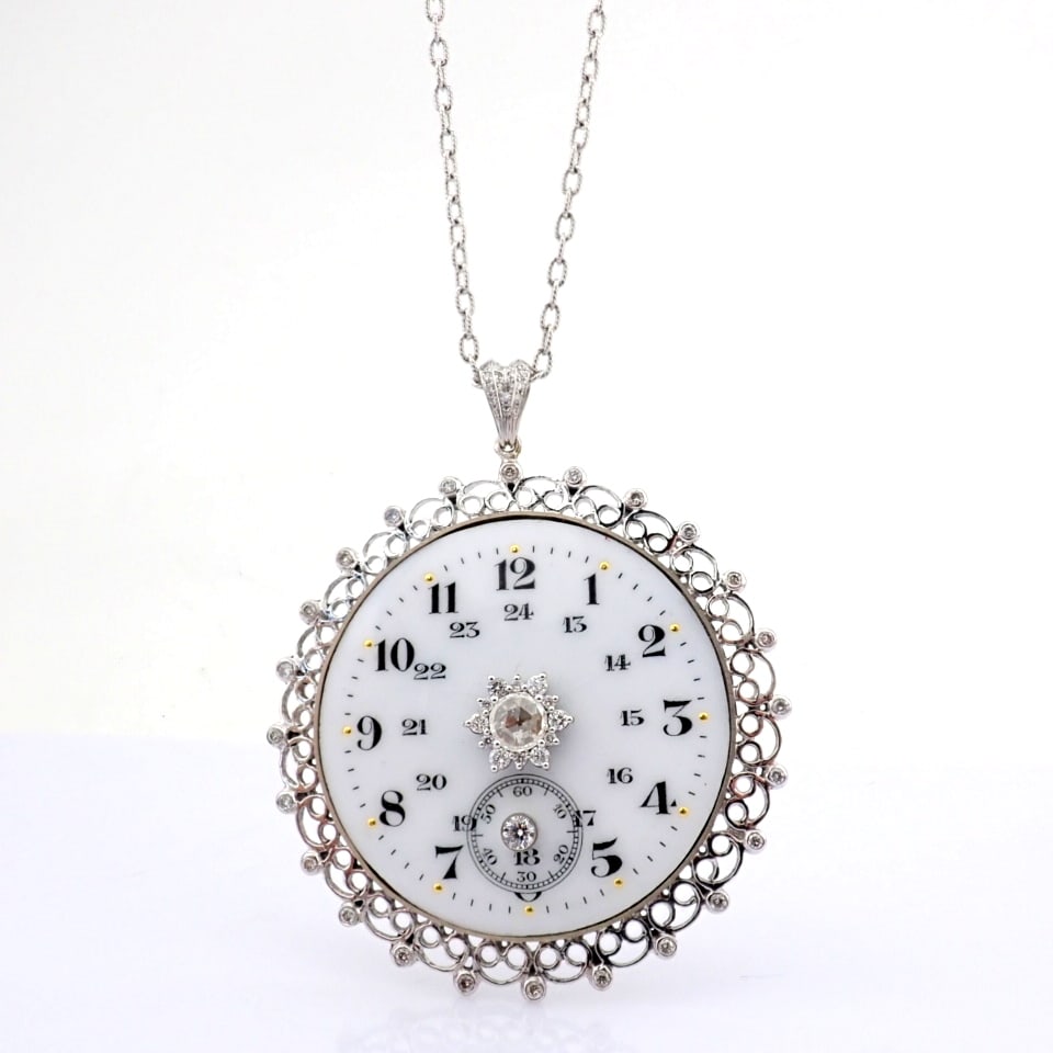 Natural Diamond 14K White Gold Necklace - 9