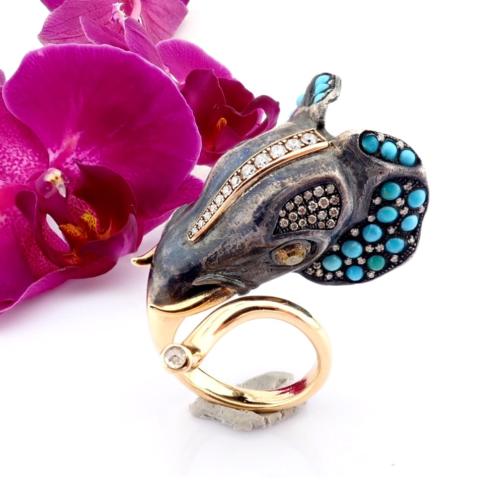 Natural Diamond 18K Yellow Gold Ring - 4