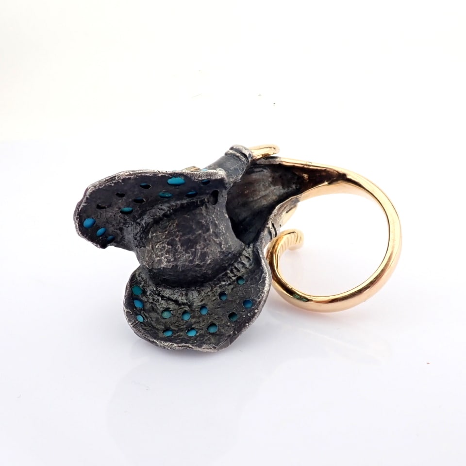 Natural Diamond 18K Yellow Gold Ring - 7