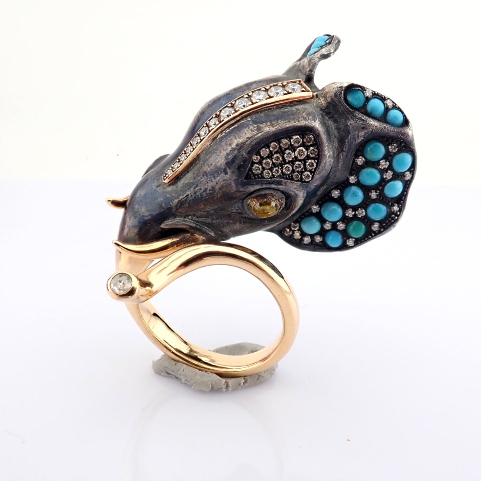 Natural Diamond 18K Yellow Gold Ring - 8