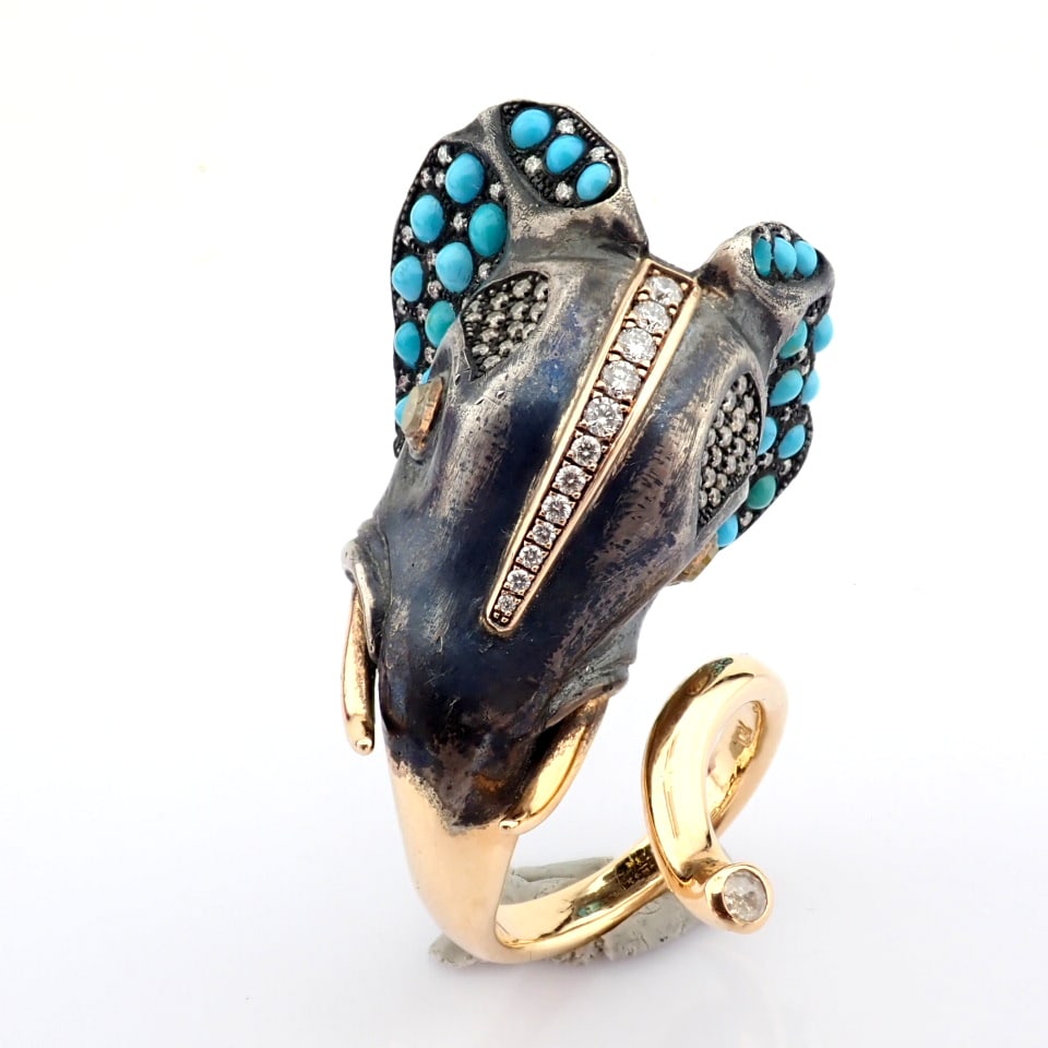 Natural Diamond 18K Yellow Gold Ring - 9