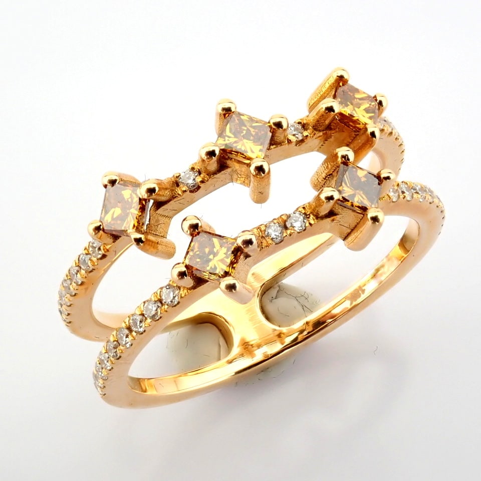 Natural Diamond 18K Rose/Pink Gold Ring - 2