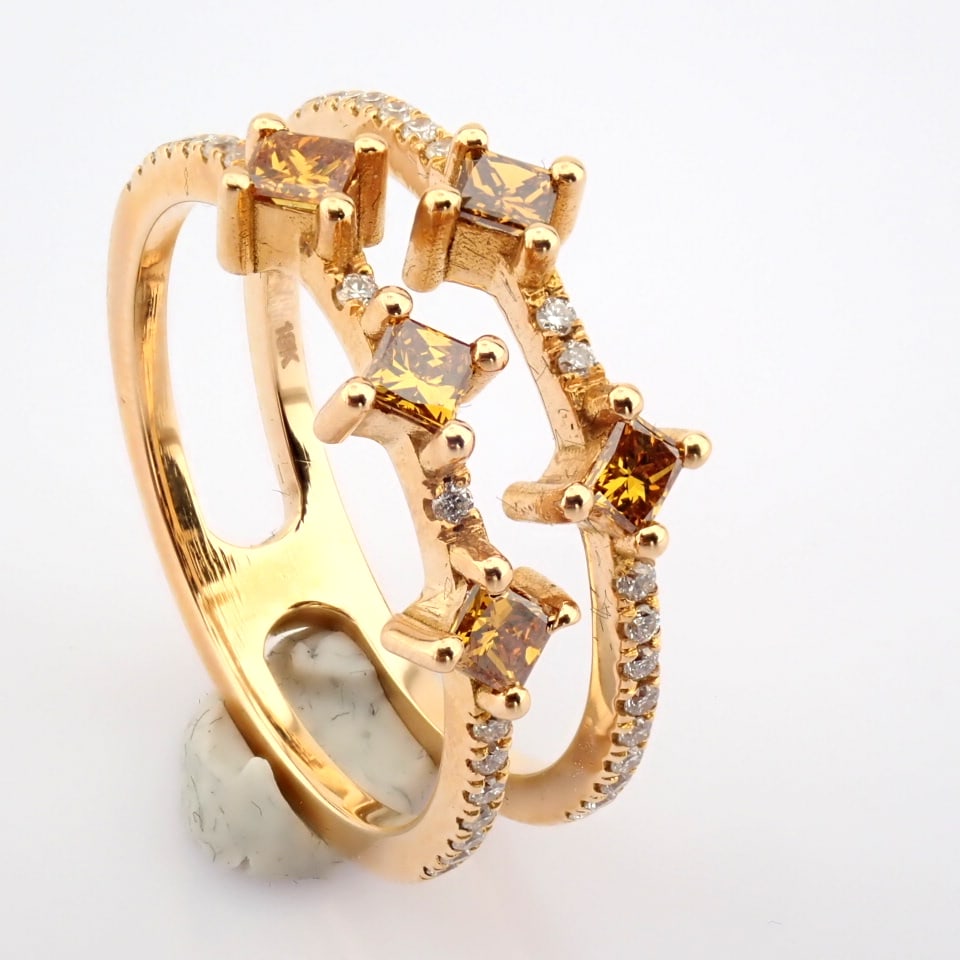 Natural Diamond 18K Rose/Pink Gold Ring - 4