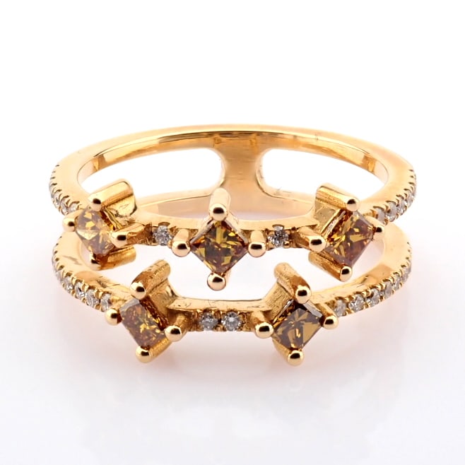 Natural Diamond 18K Rose/Pink Gold Ring - 5