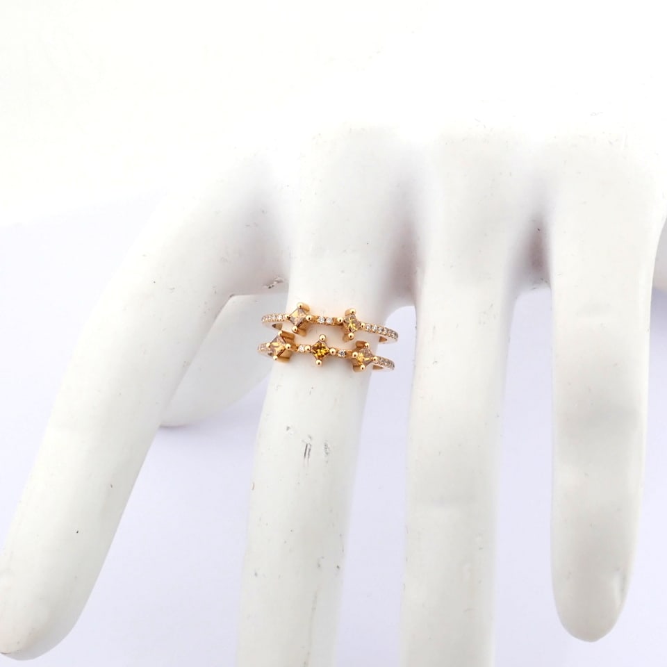 Natural Diamond 18K Rose/Pink Gold Ring - 8