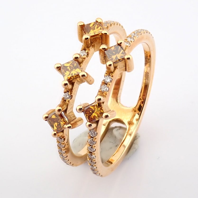 Natural Diamond 18K Rose/Pink Gold Ring - 9