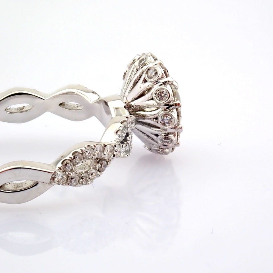 Natural Diamond 18K White Gold Ring - 3