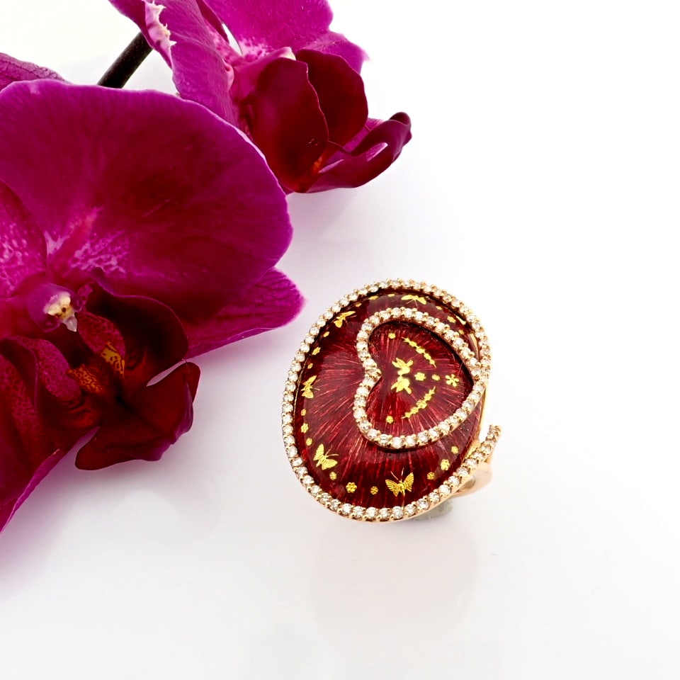 Natural Diamond 18K Yellow Gold Ring - 2