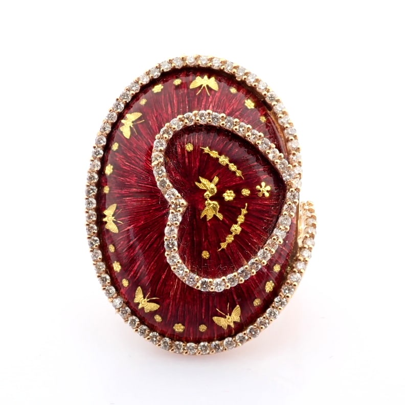 Natural Diamond 18K Yellow Gold Ring - 4