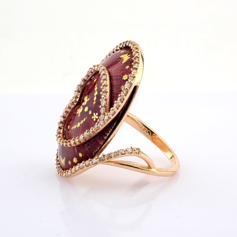 Natural Diamond 18K Yellow Gold Ring - 8