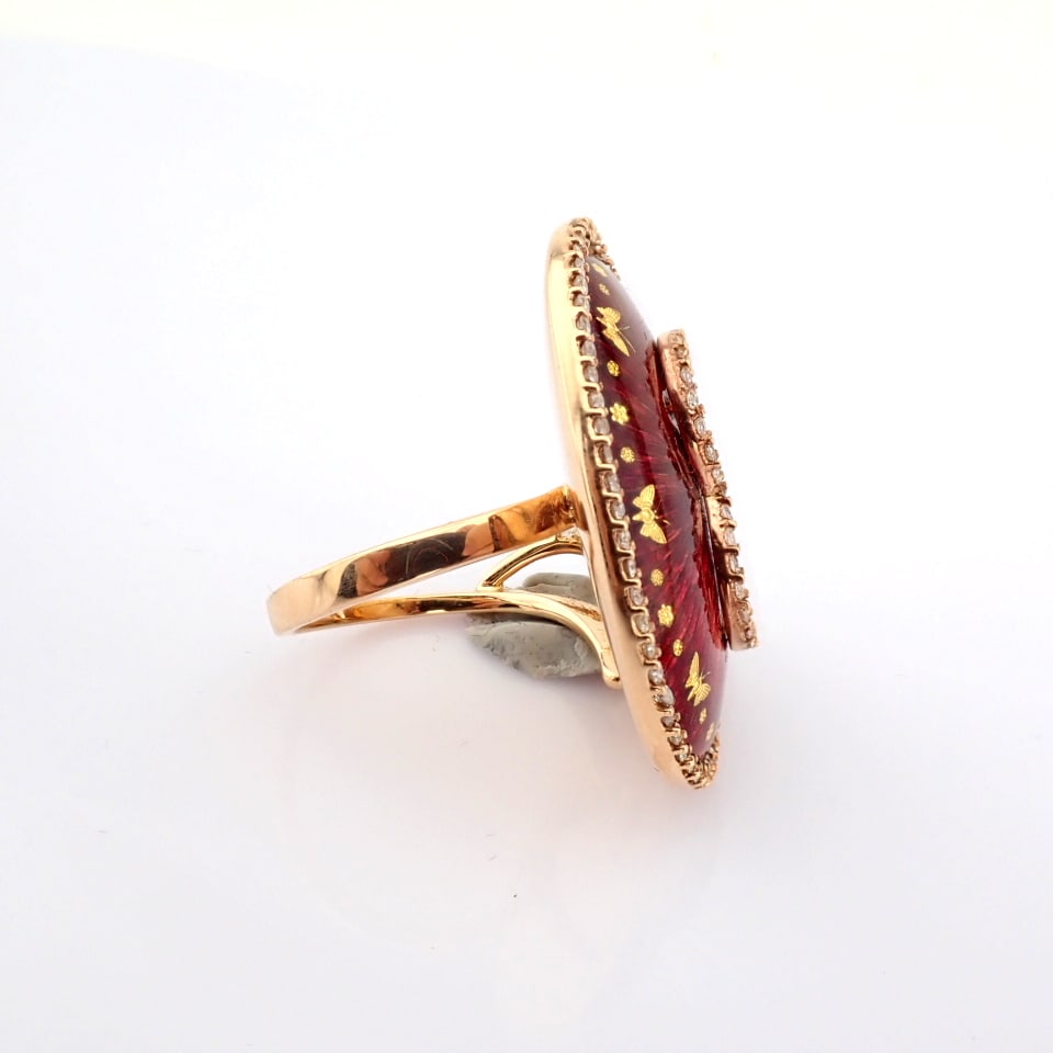 Natural Diamond 18K Yellow Gold Ring - 9