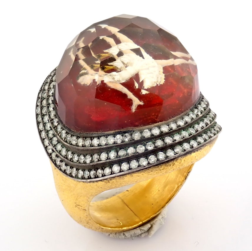Natural Diamond 24K Yellow Gold Ring - 11