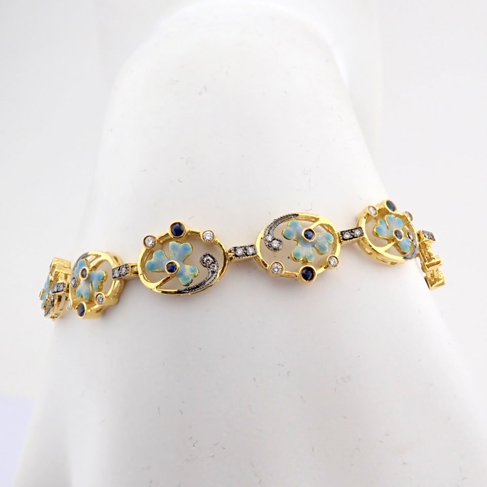 Natural Diamond 18K Yellow Gold Bracelet - 6
